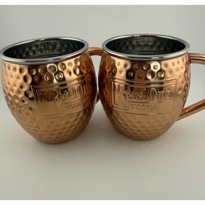 Set Of 2–KETEL ONE Vodka Copper Hammered Moscow Mule Bar Mug Coffee Tea Mug